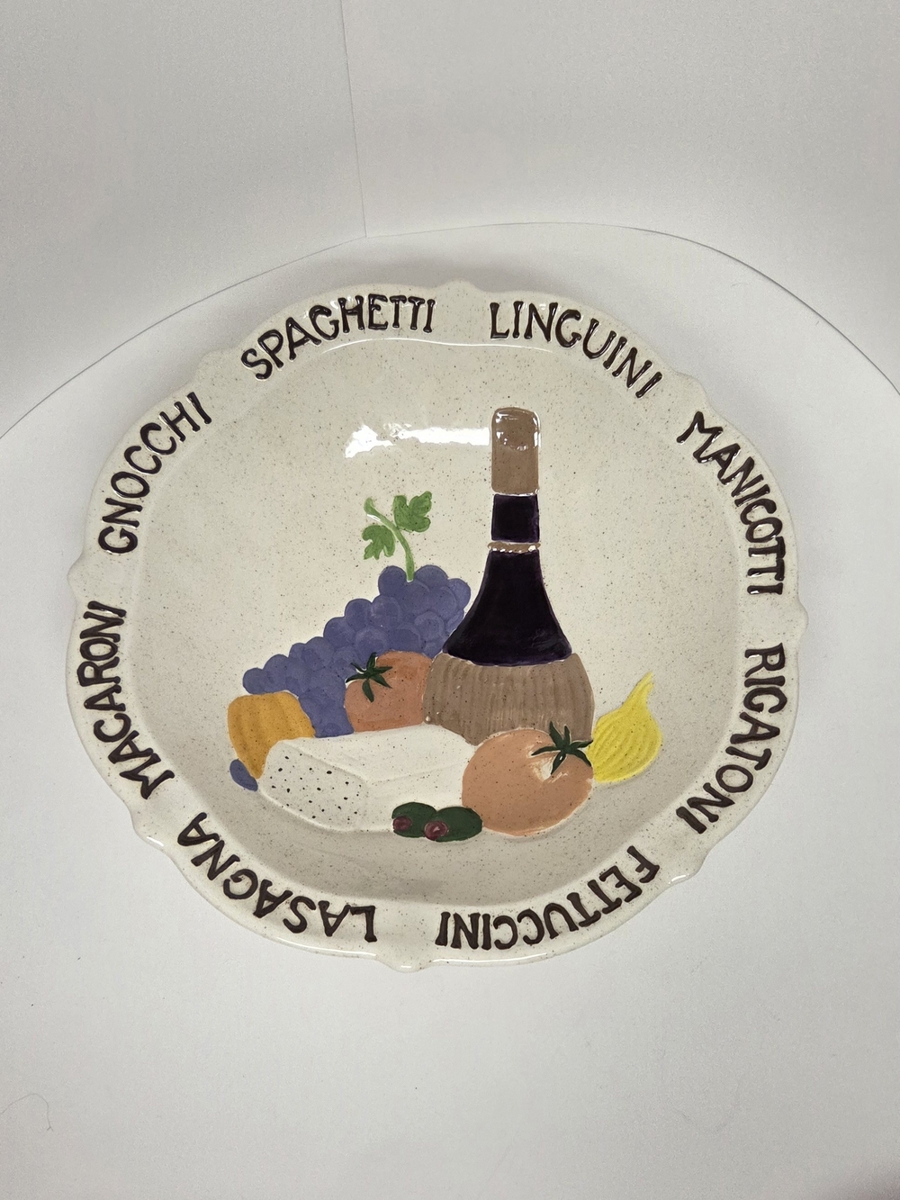 Italian Pasta Serving Bowl 13” Tuscan Wine Vegetable Ceramic Dish. #34